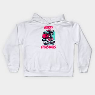 Black Cat Christmas Christmas Cat 2024 Kids Hoodie